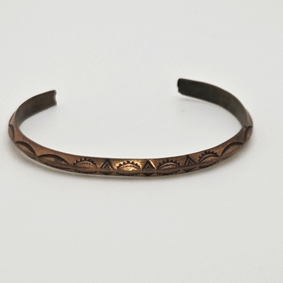 Real COPPER Carved Engraved Design Cuff Bracelet Smaller Sized - Picture 4 of 8